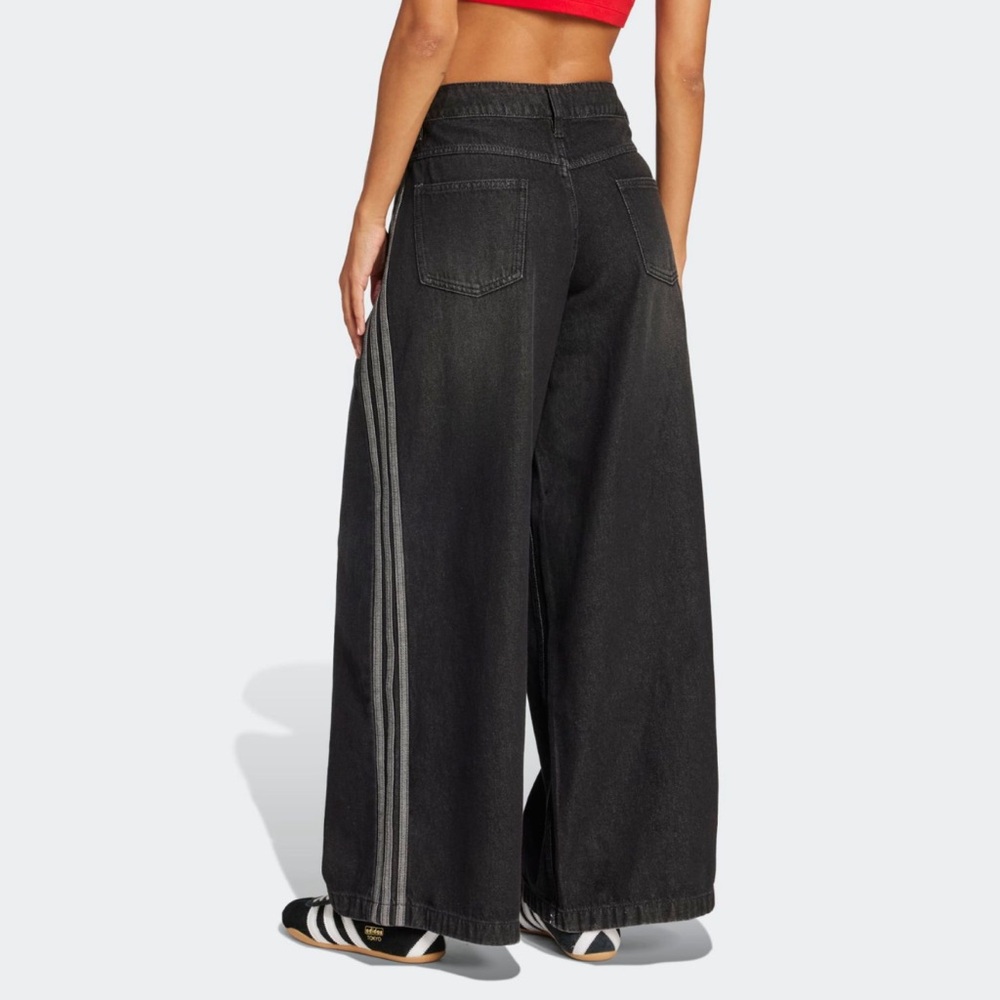 NWT ADIDAS Adicolor denim Adilenium wide leg black grey jeans two sizes 24 & 32 - Picture 6 of 6
